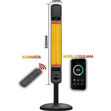 Luxeva Elektrikli Isıtıcı Smart-Fr Jetblack Akıllı Karbon Infrared Su Geçirmez IP55