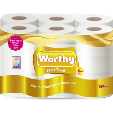 Worthy 3 Katlı 6 Adet Havlu Kağıt 90