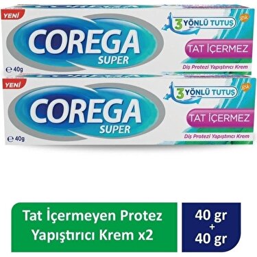 Corega Süper Tat Içermez Diş Protez Yapıştırıcı Krem 40 gr x 2