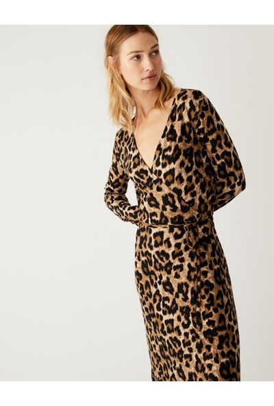 Marks & Spencer Desenli Midi Örme Elbise