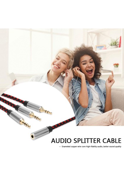 30CM 3,5mm Ses Stereo Splitter Uzatma Kablosu 3 Erkek - Kadın Adaptör (Yurt Dışından)