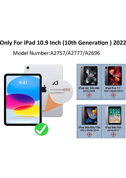 Apple ipad 10. Nesil 10.9 Inç 2022 Uyumlu Stand Özellikli Kılıf Yatay Dikey Dönen Üç Katlı Koruyucu Zırh Koruyucu Kılıf