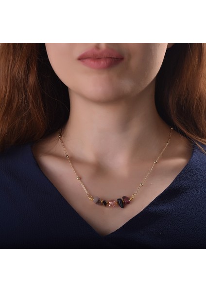 Gold Akrep Burcu Doğal Taş Kolye