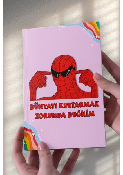 Spiderman Dünyayı Kurtaramam A5 Çizgisiz Defter 50 Syf