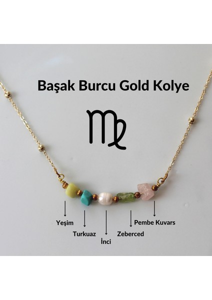 Gold Başak Burcu Doğal Taş Kolye