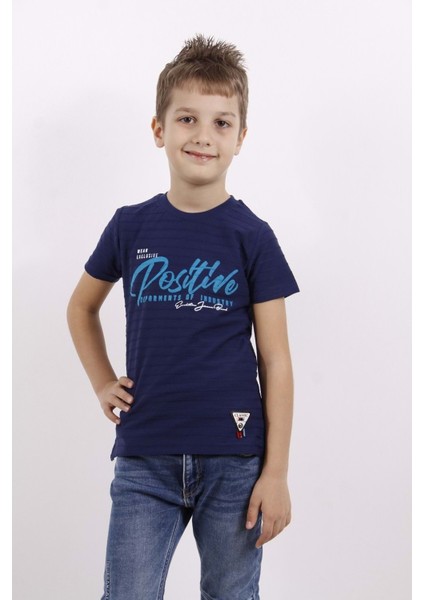Erkek Çocuk Flok Baskılı Örgülü Tişört10