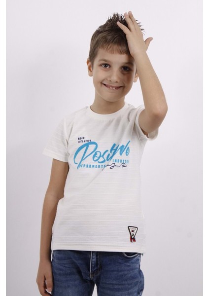 Erkek Çocuk Flok Baskılı Örgülü Tişört10 modelleri