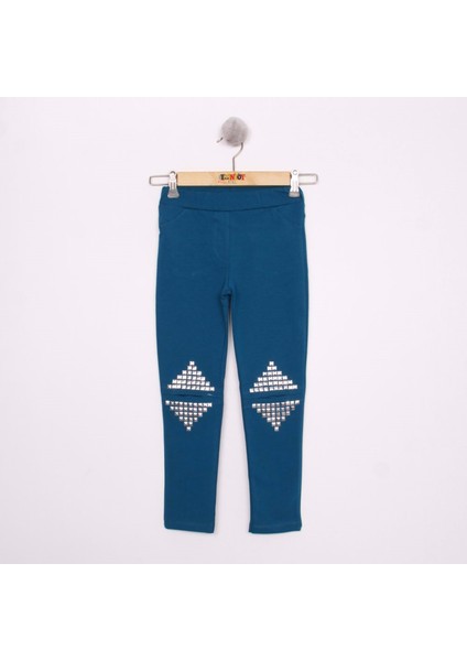 Kız Çocuk Dizi Kesikli Drop Taşlı Tayt