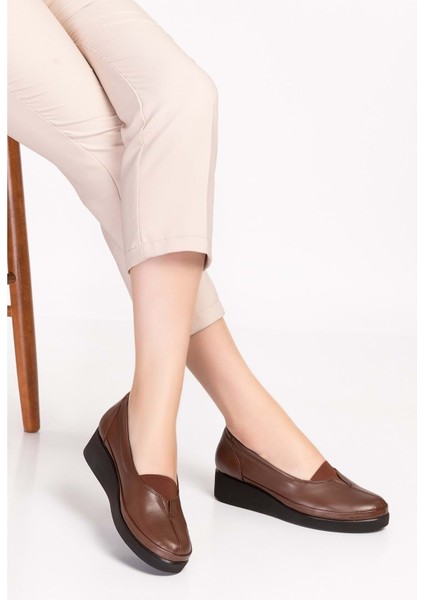 Içi Dışı Hakiki Deri Yumuşak Dokulu Günlük Ayakkabı NDR.101 - Kahverengi - 38