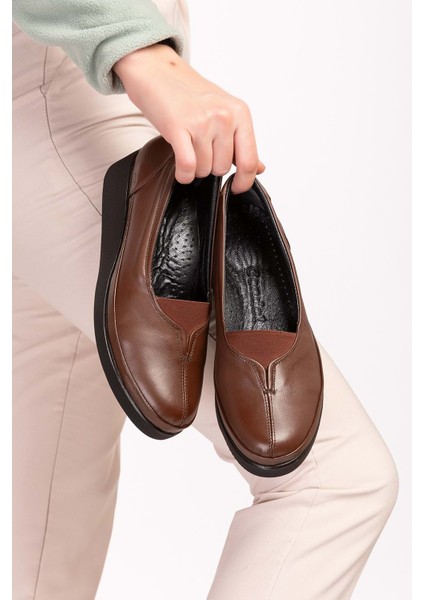 Içi Dışı Hakiki Deri Yumuşak Dokulu Günlük Ayakkabı NDR.101 - Kahverengi - 38 fırsatları