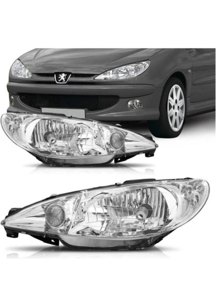 Peugeot 206 Sağ + Sol Ön Far Takımı Manuel Ayarlı 2003--2008