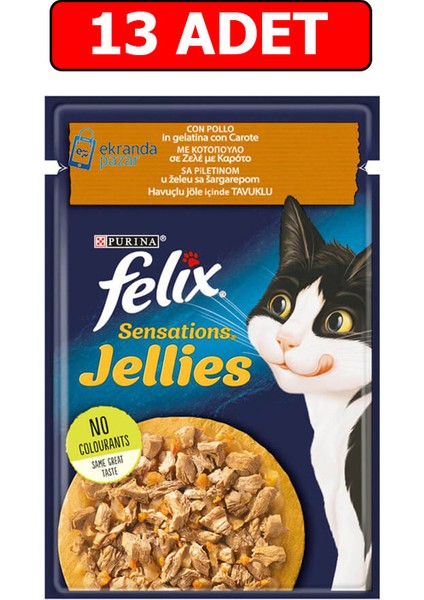 Felix Tavuklu Havuçlu Yaş Kedi Maması 85GR 13 Adet Pouch Kedi Konserve Kedi Islak Maması