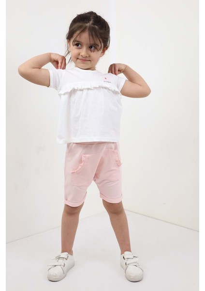 Toontoy Kız Çocuk Nakışlı Şortlu Takım