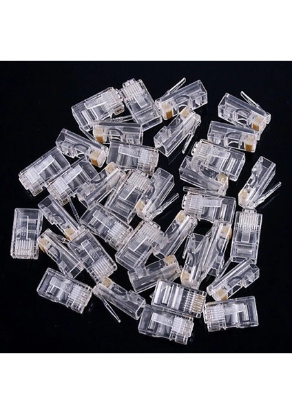 100 Ad 100 Adet RJ45 Internet Kablo Jakı Aparatı Konnektörü Cat5 Cat6 Uç