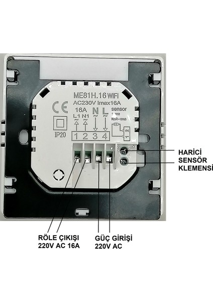 Smart 220V 16A Cep Telefonu Kontrollü Akıllı Termostat