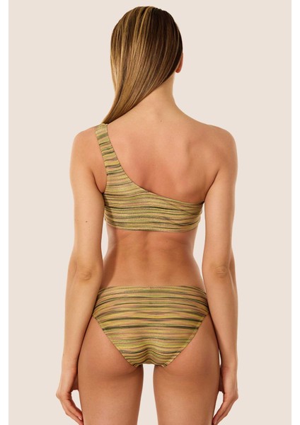 40737 Gold Simli Tek Omuz Bikini Takımı