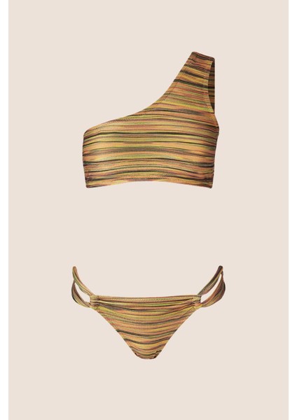 40737 Gold Simli Tek Omuz Bikini Takımı