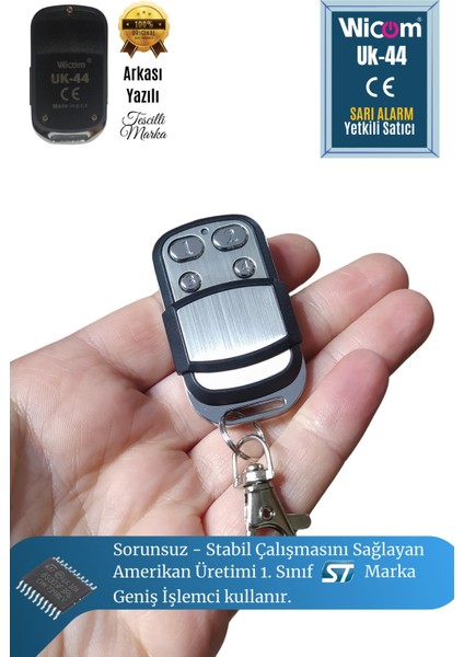 Sarı Alarm Universal Akıllı Öğrenebilen Garaj Kepenk Otopark Bariyer Kumandası 433 Mhz ( 1. Kalite