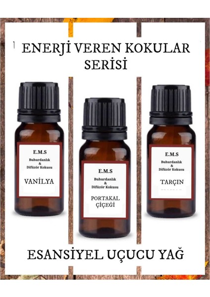 Vanilya, Portakal Çiçeği, Tarçın Esansiyel Uçucu Buhurdanlık Yağı Difüzör Esansı 3 x 10 ml