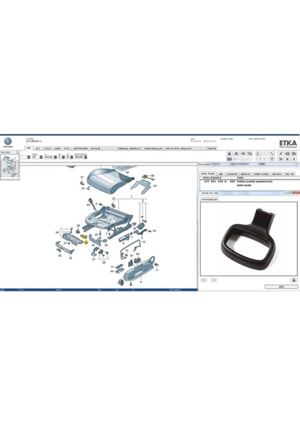 Volkswagen Koltuk Çekme Kolu (Sağ Taraf) 3C0881254A / 3C0881254 modelleri