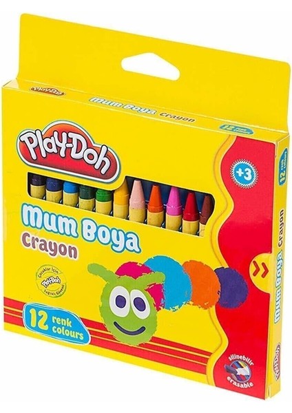 Mum Pastel Boya Crayon Yuvarlak 12 Renk Silinebilir