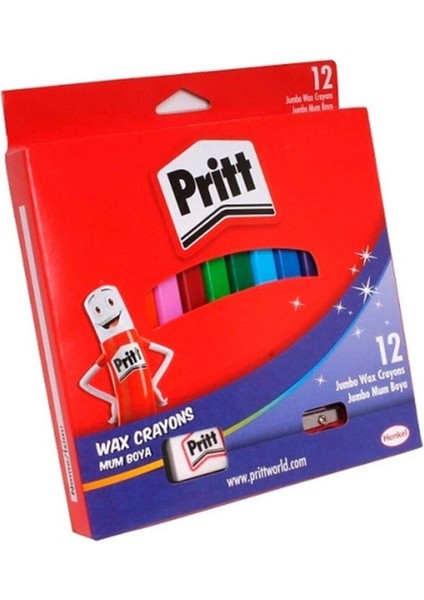 Jumbo Üç Green Silinebilir Mum Boya 12 Renk Pritt Mum