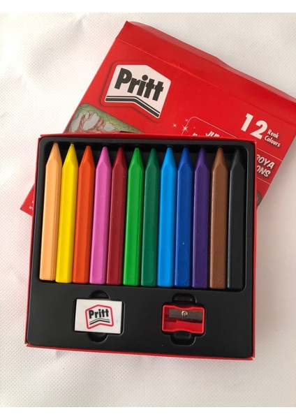 Jumbo Üç Green Silinebilir Mum Boya 12 Renk Pritt Mum