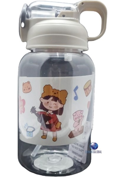 Kalın Pipetli Kilitli Kapak 600 ml Okul Su Matarası 3 Renk VGN2270