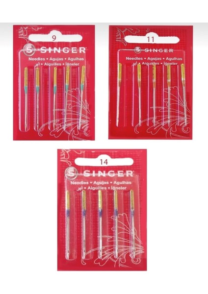 Sınger Ev Tipi Dikiş Makinası Iğnesi 9 - 11 - 14 Numara