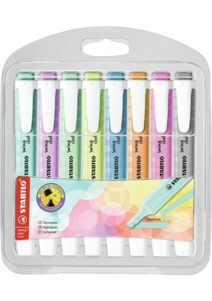 Swing Cool 8'li Fosforlu Kalem Seti Pastel Renkler