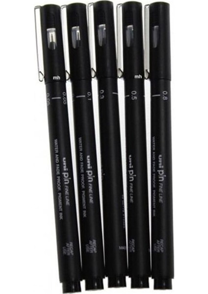 Uni Pin Fineliner Su Bazlı Teknik Çizim Kalem Seti 5'li