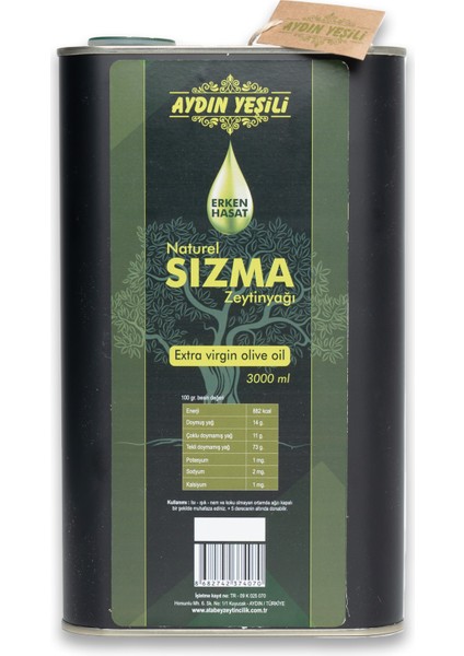 Erken Hasat Naturel Sızma Zeytinyağı 3000 ml