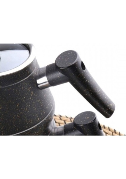 Zümrüt Siyah Bakalit Sap Bio Granit Çaydanlık Takımı Aile Boy modelleri