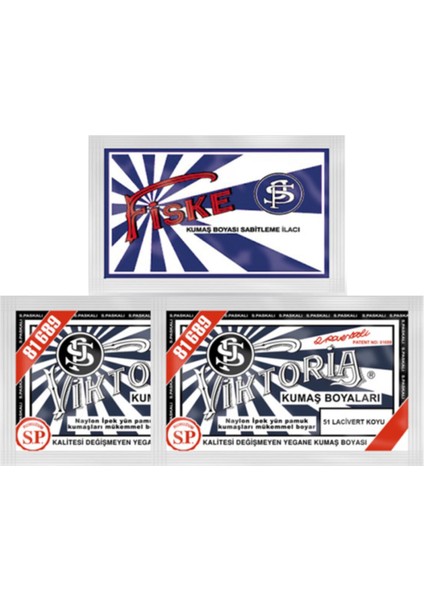 Koyu Lacivert Kumaş Boyası 51 Fiske Sabitleyici İle 2 Adet Set