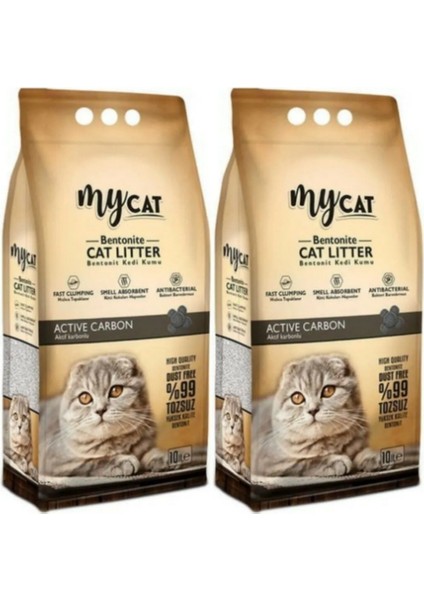 Mycat Aktif Karbon Topaklaşan Bentonit Kedi Kumu X2 Adet