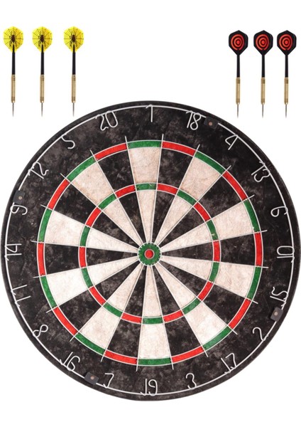 Sisal Dart Seti 45 cm (18 Inç) Büyük Boy + 6 Dart Oku (18 Gr) Hedef Tahtası