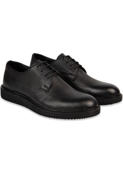 Mat Siyah Düz Taban Bağcıklı Casual Erkek Ayakkabı