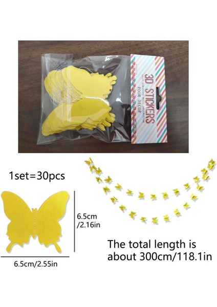 Düğün Doğum Günü Parti Dekoru Kağıt Kelebek Dizesi Altın Sarısı fiyatları