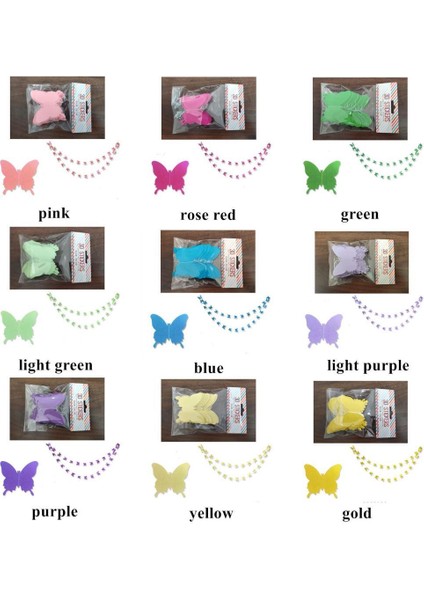 Düğün Doğum Günü Parti Dekoru Kağıt Kelebek Dizesi Degrade Sarı modelleri