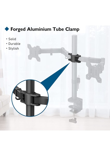 EF52 Steel Design 2-8 kg Çift Kol 13"-27" Asansörlü Monitör Standı