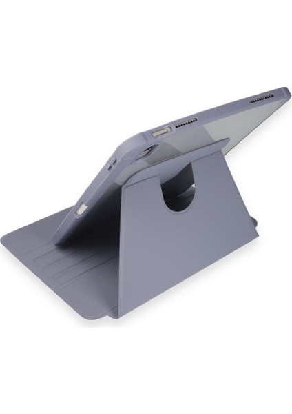 MTK Moveteck iPad Air 4 2019 10.9 Kalem Tutuculu Kılıf 360 Dönen Standlı Uyku Modlu Folio 360 Derece Dönen Şeffaf Arka Kapak
