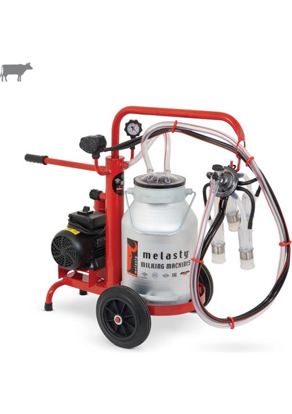 Ecomini Tekli İnek Süt Sağma Makinesi (Alüminyum Güğüm-Silikon Memelik) (Kuru Pompa)