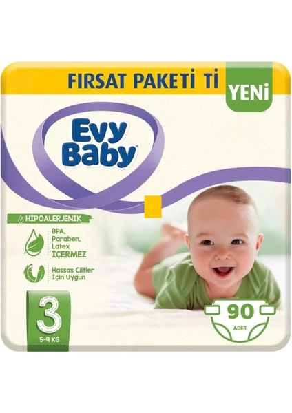 Evy Baby Bebek Bezi Junior Fırsat Paketi 3 Beden 5 - 9 kg 90 Adet