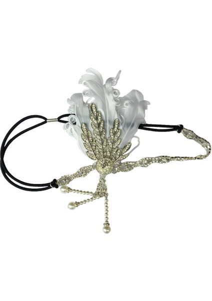 Vintage Style Tüy Saç Bandı 1920'LER Rhinestone Başlık Saç Aksesuarları (Yurt Dışından) fırsatları