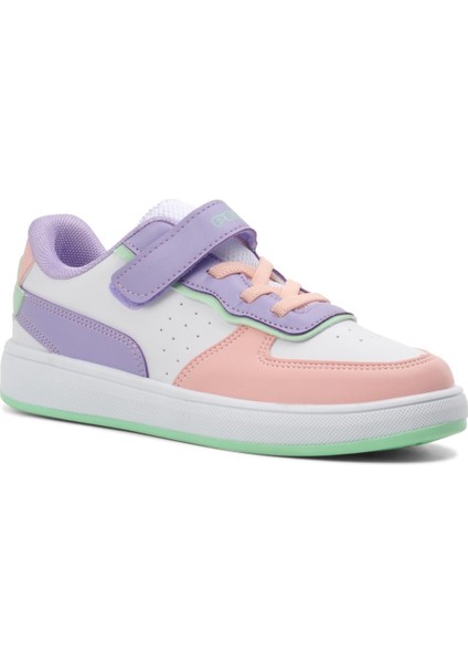 533 Beyaz-Pudra-Lila Cırt Cırtlı Çocuk Spor Ayakkabı modelleri