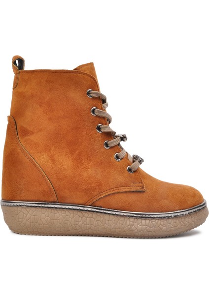 Sm-10 Taba Süet Fermuarlı Kadın Bot