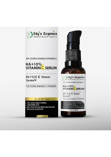HA+%10C Vitamini Serumu - Hyaluronik Asit+ %10 Ultra Kararlı C Vitamini + MSM | 30 ml
