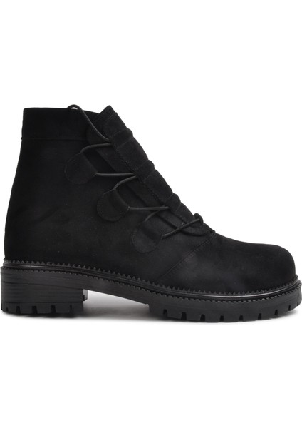 252 Siyah Süet Bağcıklı Kadın Bot