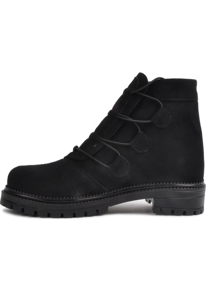 252 Siyah Süet Bağcıklı Kadın Bot indirimleri