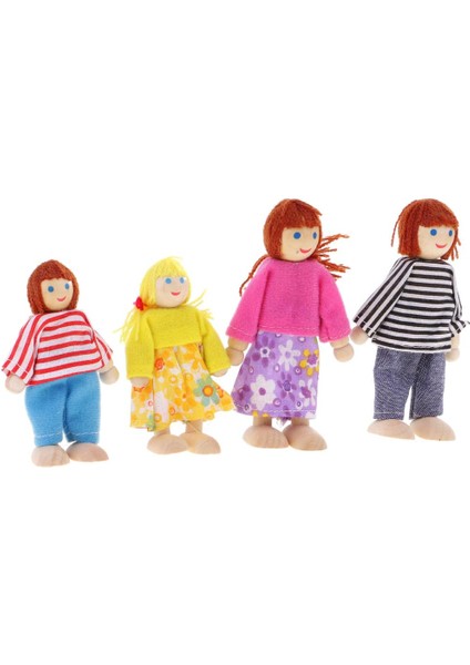 Dollhouse Minyatür 4 Esnek Ahşap Bebekler Giysileri ile İnsan (Yurt Dışından)